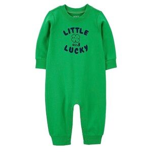Carter's French Terry ' Little and Lucky' Long Sleeve Jumpsuit, 12m